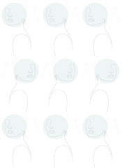 abstract vector illustration portrait of woman. minimalistic portrait. continuous line, pattern
