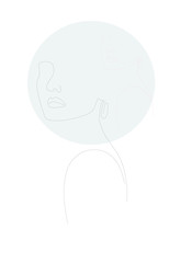 Abstract Woman face one line drawing. Portrait minimalist style. vector illustration 