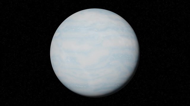 Uranus rotating in space, ice giant planet in front of the stars of the galaxy, 4k loop