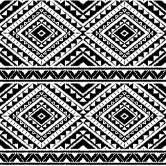 Peru ikat tribal pattern vector seamless. Traditional ethnic embroidery art print. White and black border textile texture. Latin America background for boho rug, fabric, blanket and backdrop.