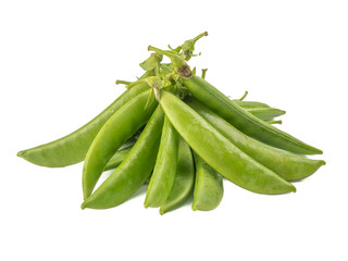 Fresh Green peas or sugar snap peas isolated on white background