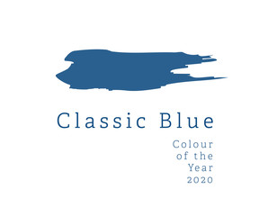 color of the year 2020- classic blue swatch for mood boards. blue paint stroke. 