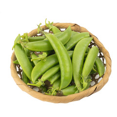Fresh Green peas or sugar snap peas isolated on white background