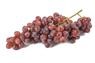bunch of ripe and juicy red grapes isolated on white background