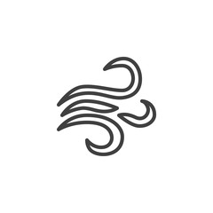 Fototapeta premium Wind blow line icon. linear style sign for mobile concept and web design. Wind, weather outline vector icon. Symbol, logo illustration. Vector graphics