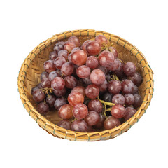 bunch of ripe and juicy red grapes isolated on white background