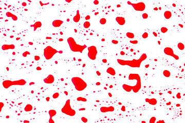 Blood drops and blood splatter isolated on white background, Red stains, Ink splashes, Paint stain, grunge textures