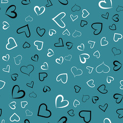 Hearts for Valentine's Day. Romantic feeling and love. Seamless vector EPS 10. Abstract geometric pattern. Multicolor Figures. Texture for print and Banner. Flat style