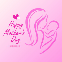 Elegant Happy Mother's day background with silhouette mother and baby