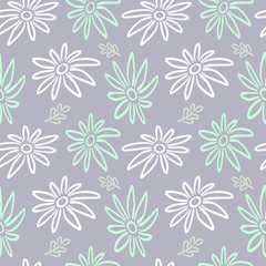 Seamless vector floral pattern. Hand drawn flowers. Vector illustration. Floral background. Pattern for textiles.