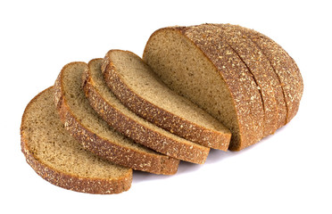 sliced of rye bread, isolated on a white background