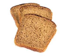 sliced of rye bread, isolated on a white background