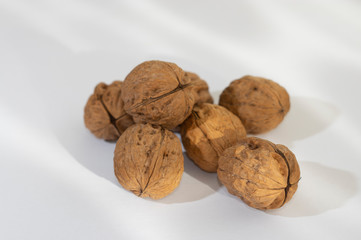 walnuts on white background