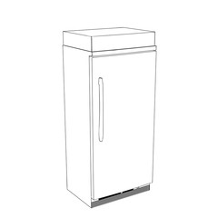 Freezer. Vector outline illustration. Isolated on white background.
