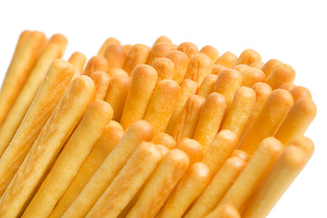 Cheese bread sticks isolated on white background.