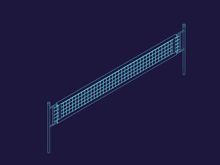 Volleyball net. Vector outline illustration.