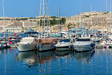 Fototapeta na wymiar Motor yachts in the port