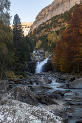 Fototapeta na wymiar Gradas of Soaso, Falls on Arazas River, Ordesa and Monte Perdido National Park, Huesca, Spain 
