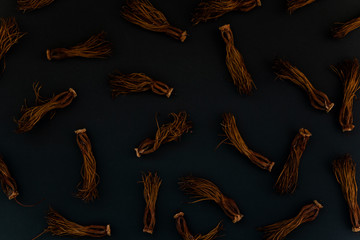 Dry Bombax ceiba isolate on black background.