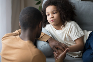 Loving black father talk supporting upset daughter - Powered by Adobe