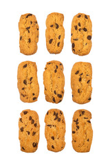 Chocolate chip cookies isolated on white background.