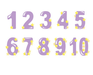 numbers from 1 to 10 with stars, numbers for children