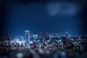 Fotobehang Wazig nachtzicht van Shinjuku, Tokyo © mapo