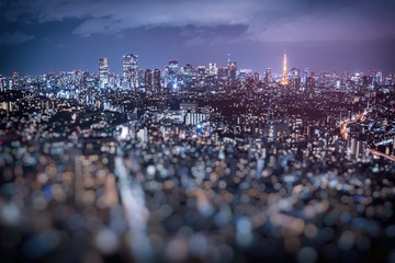 ぼかして撮影した東京港区の夜景