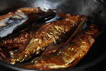 Fishing on the river, Smoking caught fish.