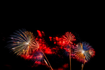 Beautiful colorful firework display at night for celebrate