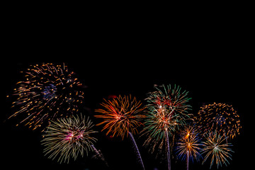 Beautiful colorful firework display at night for celebrate