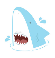 White shark with open mouth vector
