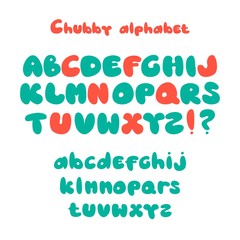 Chubby colored letters. Color cartoon font. Fun kids abc.