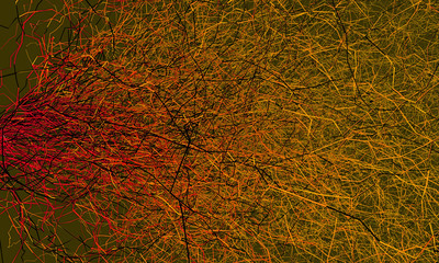 Finely structured network as in technology or biology - 3d illustration