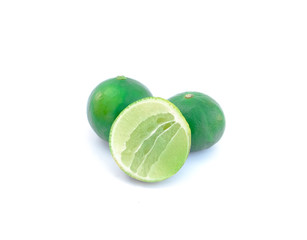 group of green lime isolate on white background