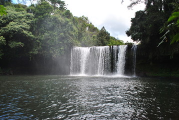 Beautiful waterfall in the green deep forest