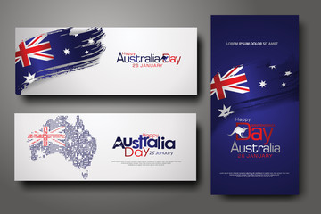 Happy Australia Day Celebration vertical and horizontal banner Background set. - obrazy, fototapety, plakaty