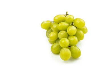 Organic Green grape isolated on white background. Full depth of field.