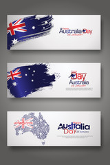Obraz na płótnie Canvas Happy Australia Day Celebration horizontal banner Background set.