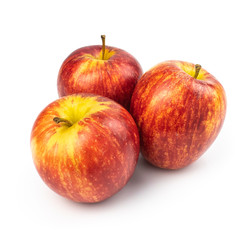 Organic Gala apples (Malus domestica) isolated on white background.Healthy Fruit Concept and Weight Loss.copy space for text