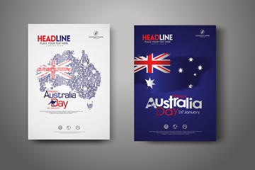 Obraz na płótnie Canvas Happy Australia Day Celebration Poster Background set.