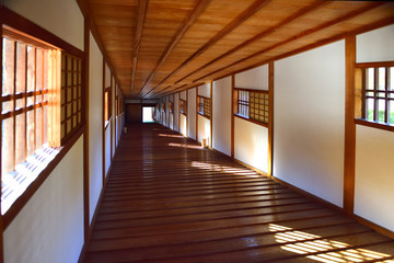 Ohashi Roka wooden bridge is a located right near Momijidani garden in Wakayama castle, Japan..Ohashi Roka was constructed in the Edo Period