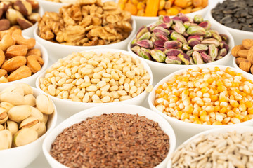 Various kind of nuts and seeds