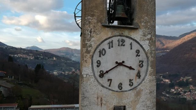 Landscape of Lake Como and Valle Intelvi from the bell tower of the church of Santa Maria Assunta in Schignano