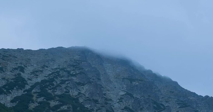 Close up  peack of musala mountain with clouds 