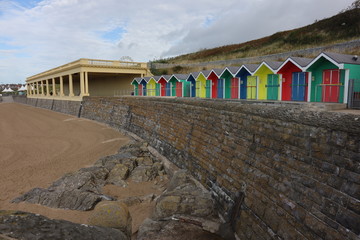 Beach huts at Barry Island, South Wales, UK