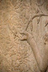 ornaments in angkorwat, cambodia world heritage site 