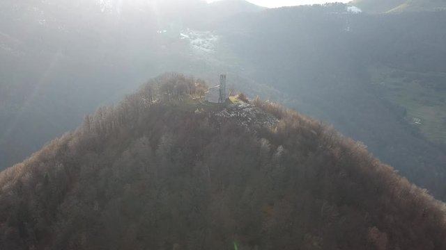 The Hermitage of San Zeno in Valle Intelvi at sunset hours