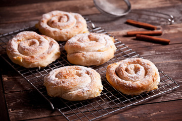 Small Homemade Custard Pies On A Cooling Tray