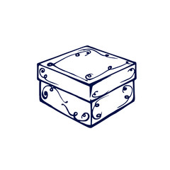 Hand drawn dark blue gift box